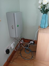 Exposed wires in dining room