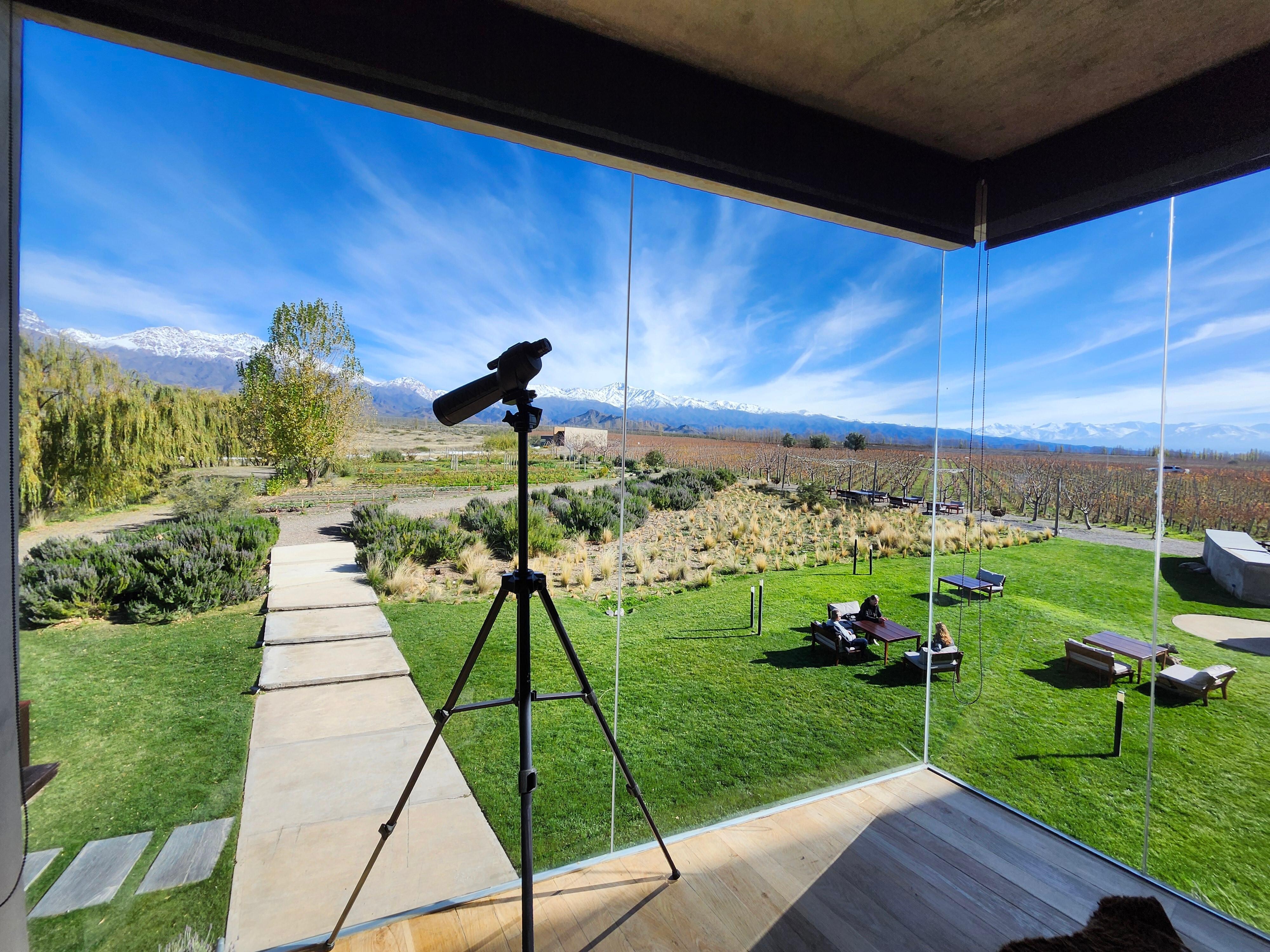 The lookout point or observatory with a gorgeous view of the vineyard and stars