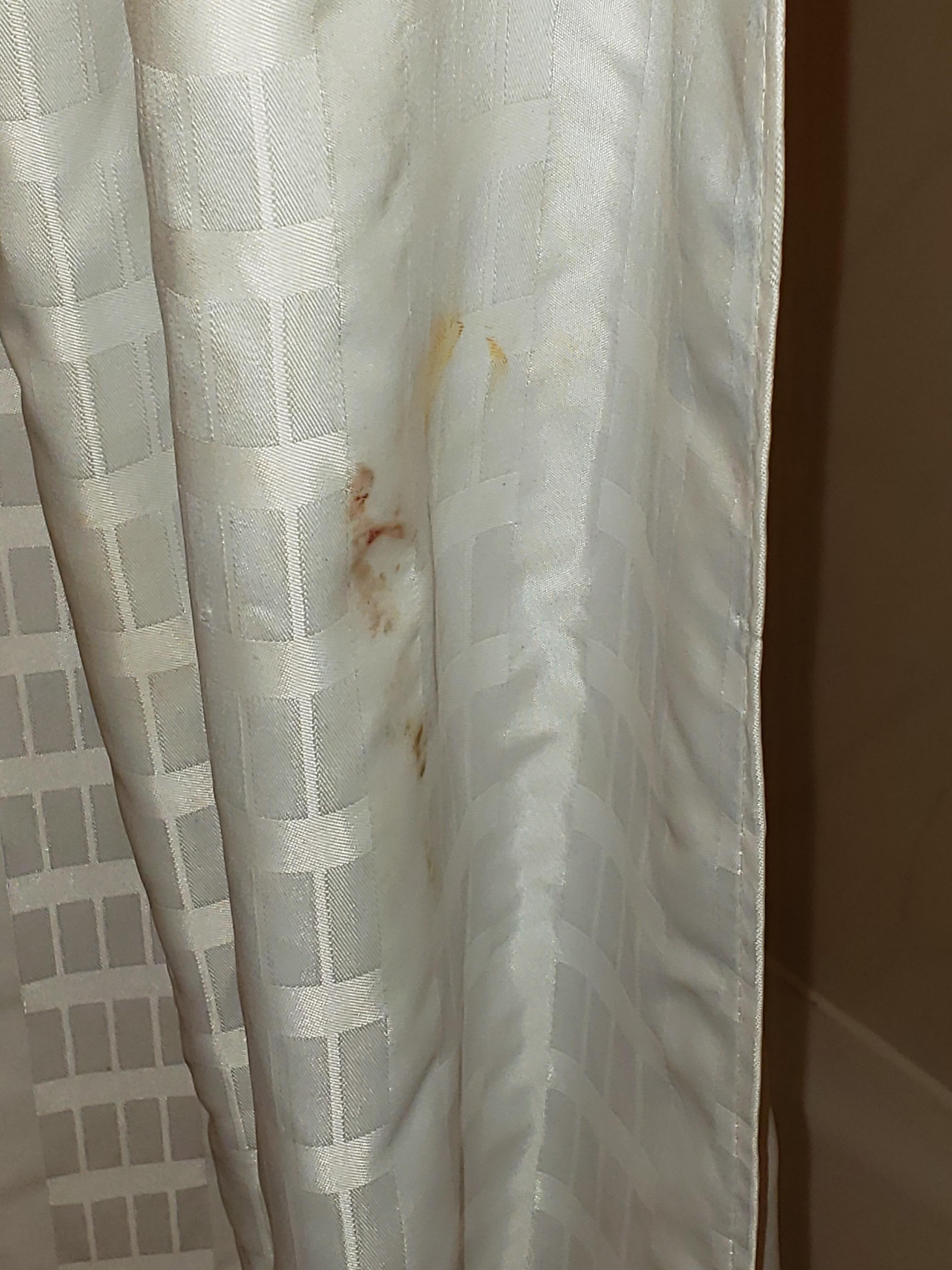 Dried blood on dirty shower