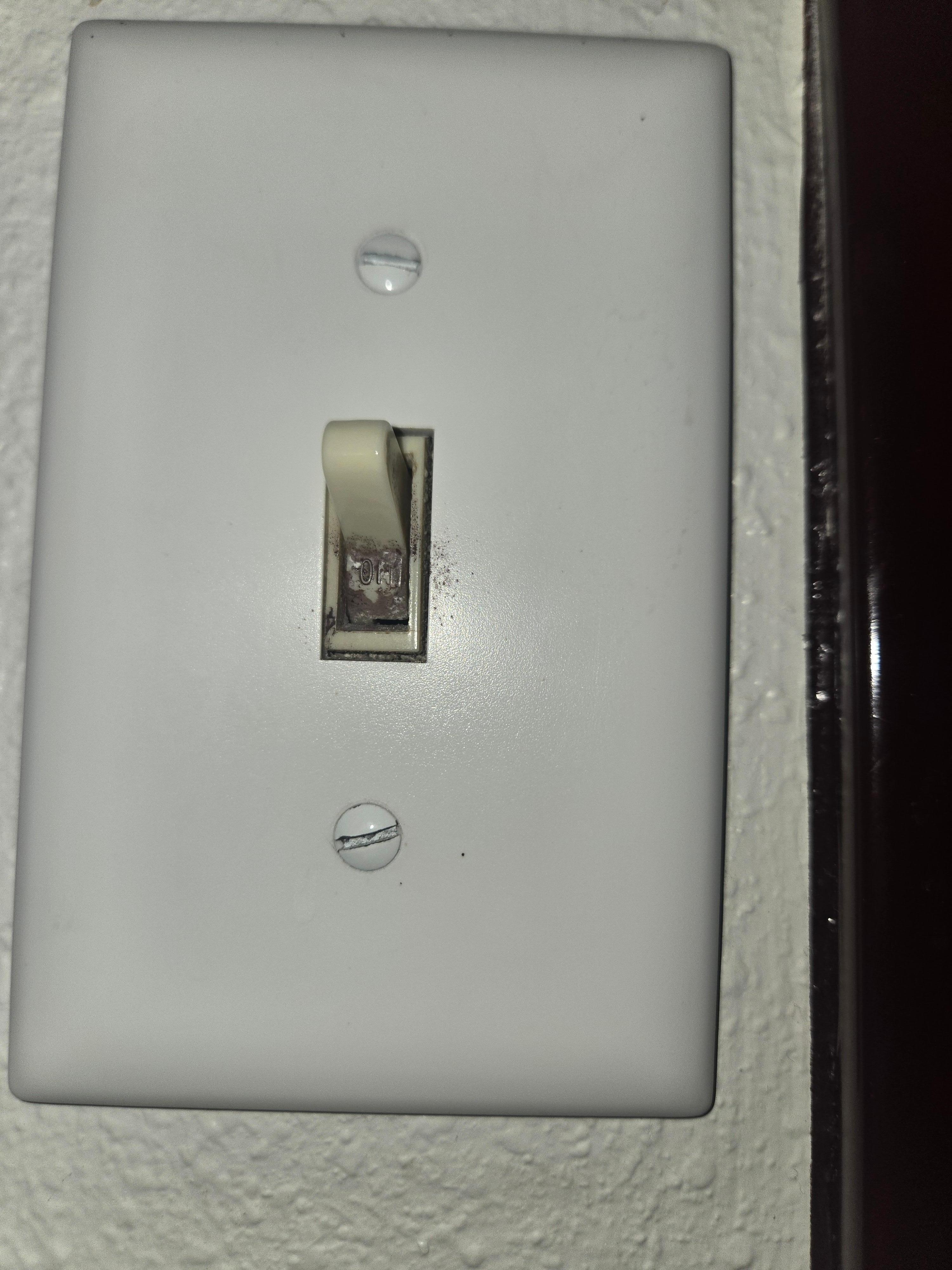 The room was very dirty. No dusting anywhere. An example here is the light switch. There is caked on dirt. 