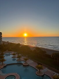 Sunrise view from condo balcony.