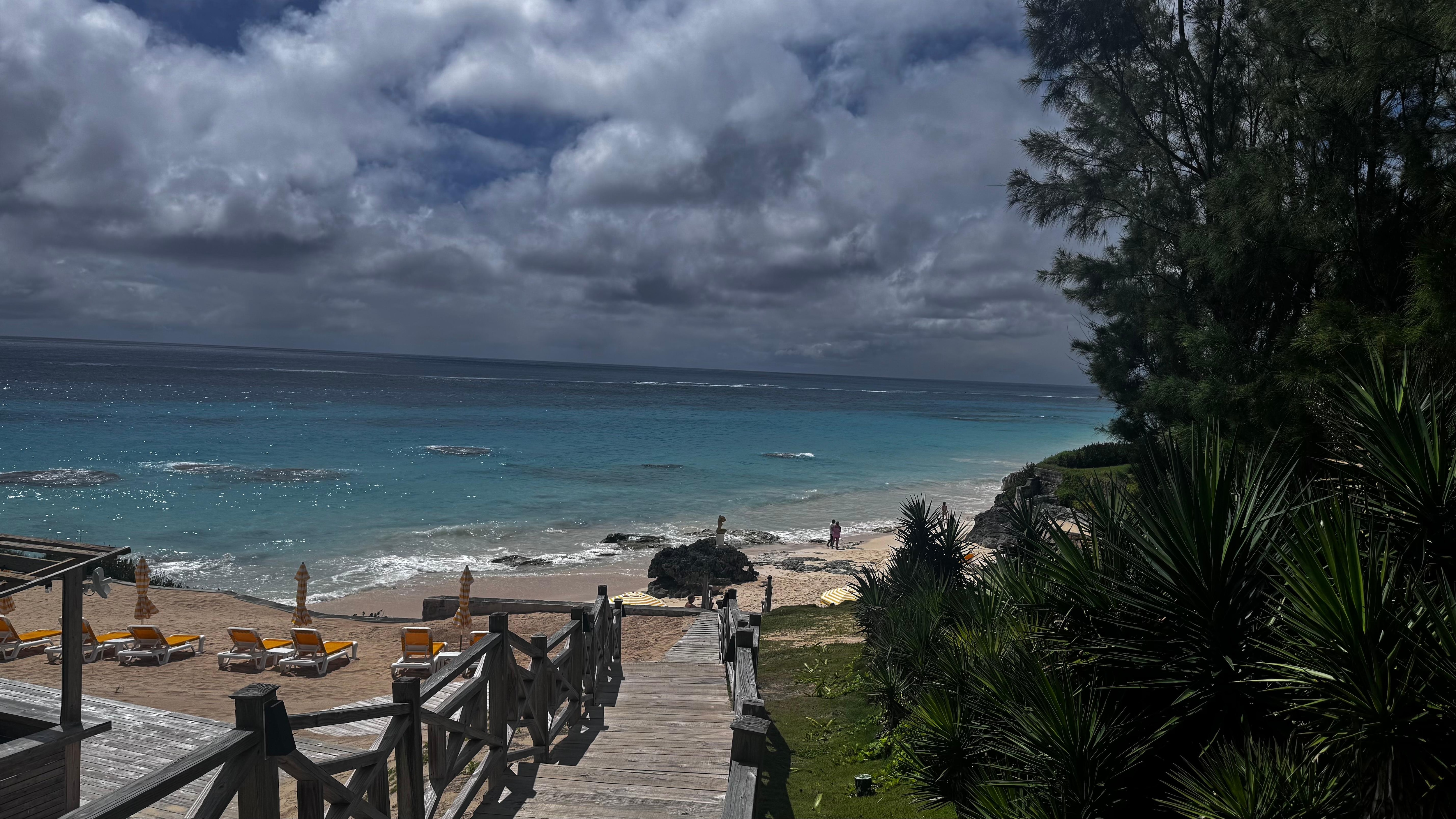 view going down the steps to beach