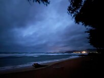 Stormy beach at noght