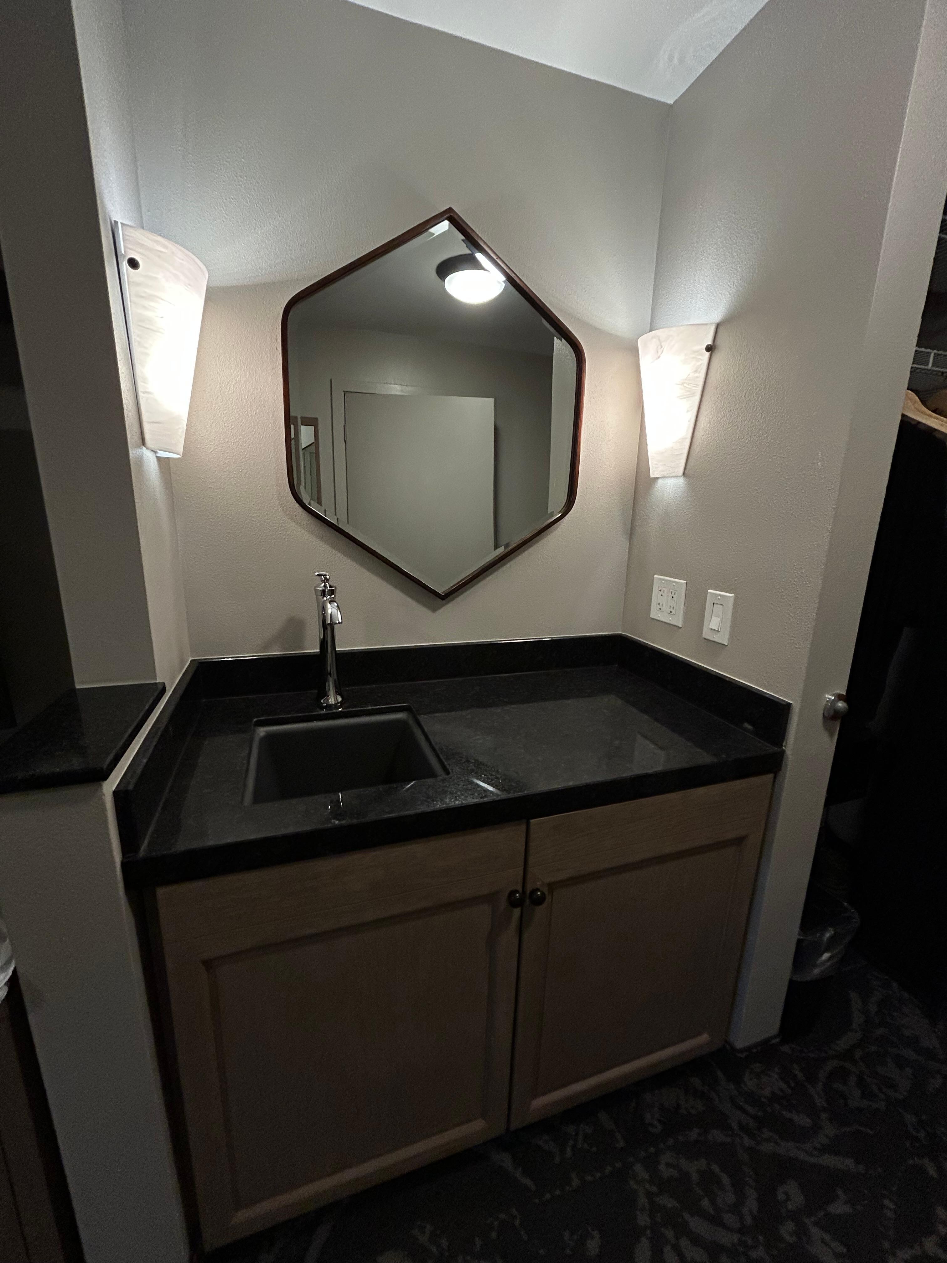 Counter/sink area in room. 