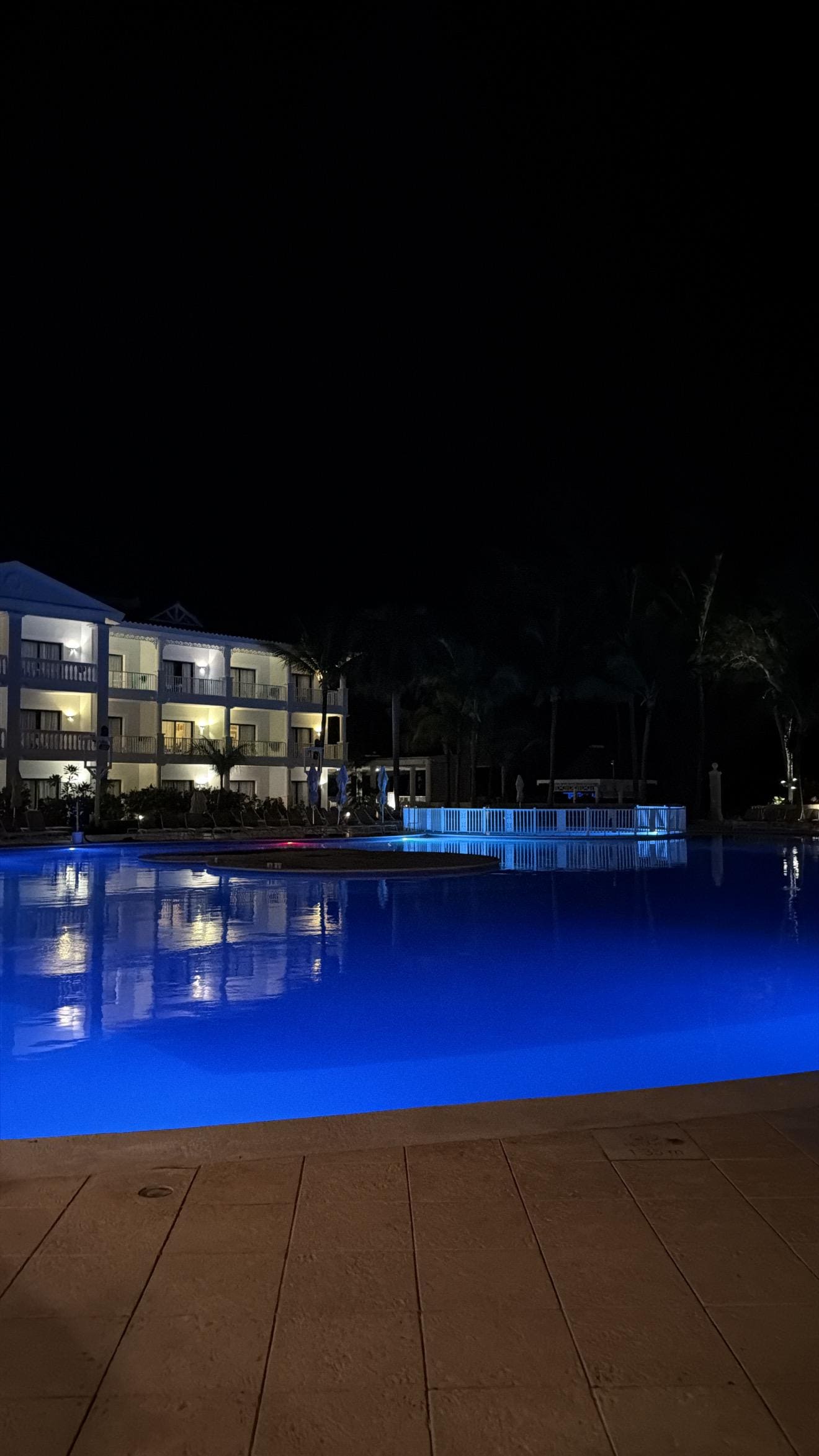 Nighttime view of main pool