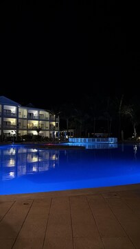 Nighttime view of main pool