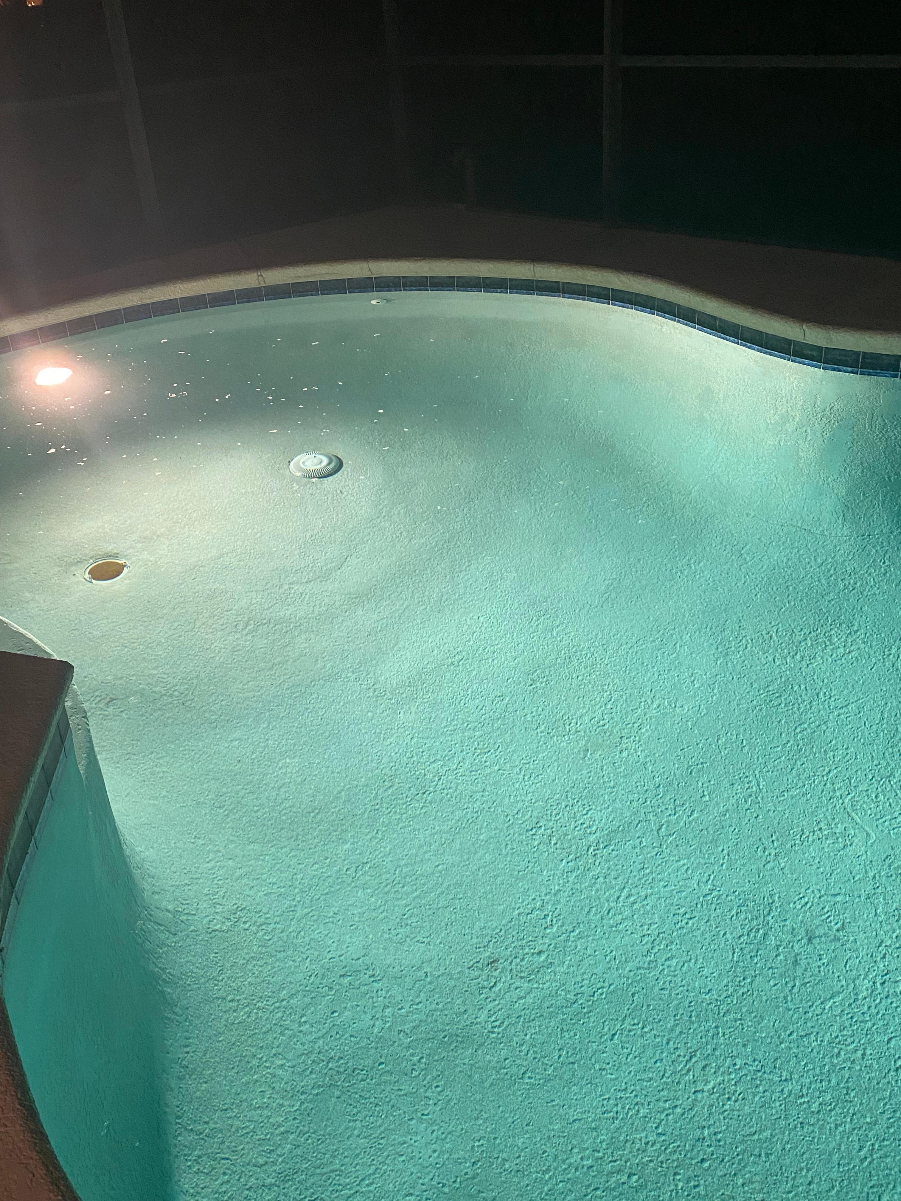 Missing filter cover and scum in pool