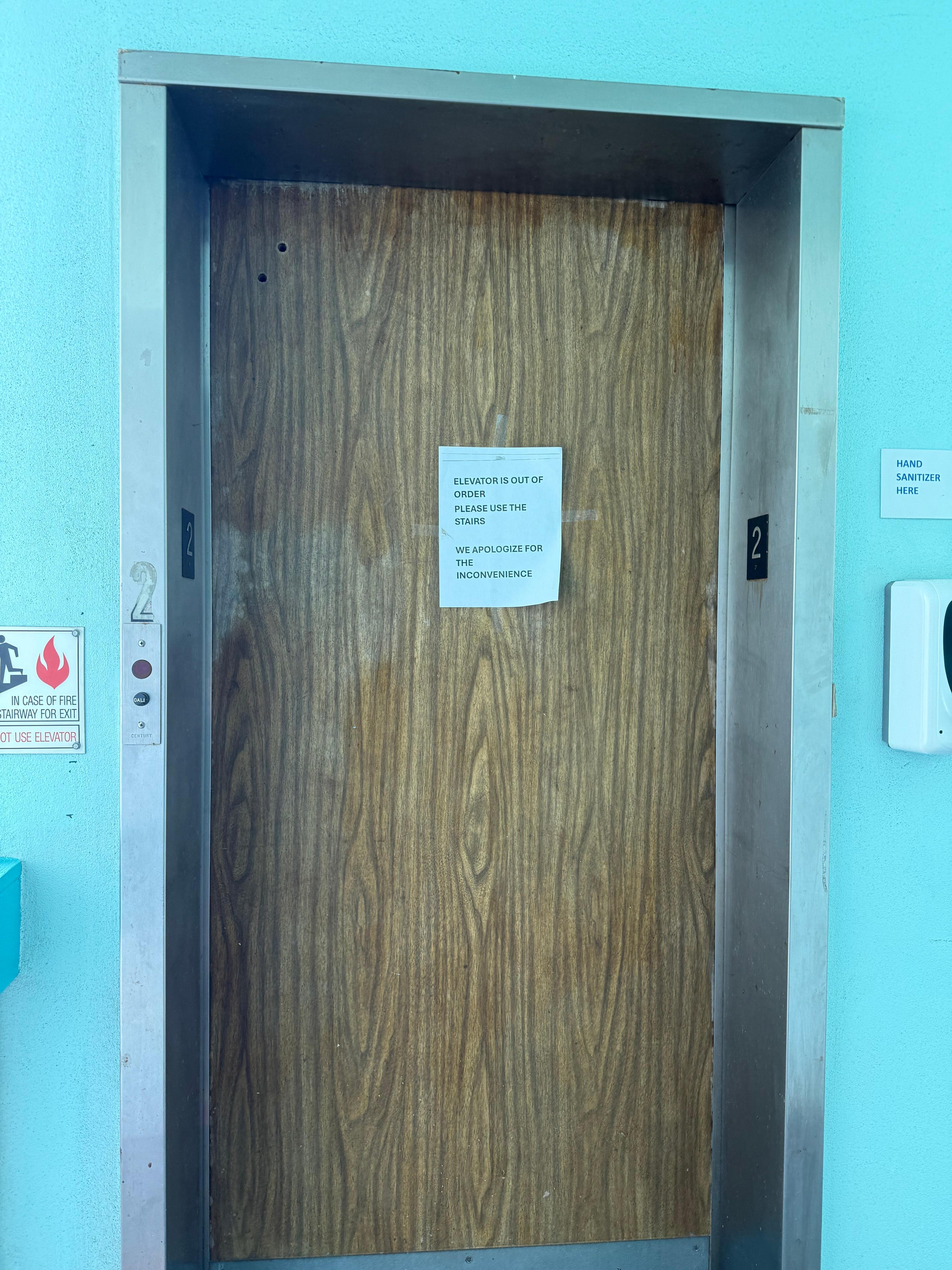 Broken down elevator.
