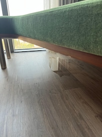 Random and strange puddle of water under sofa in the morning!! :/