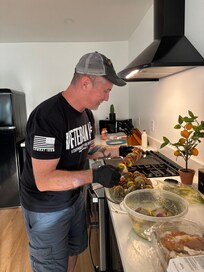 Meal prep in the big house’s kitchen.