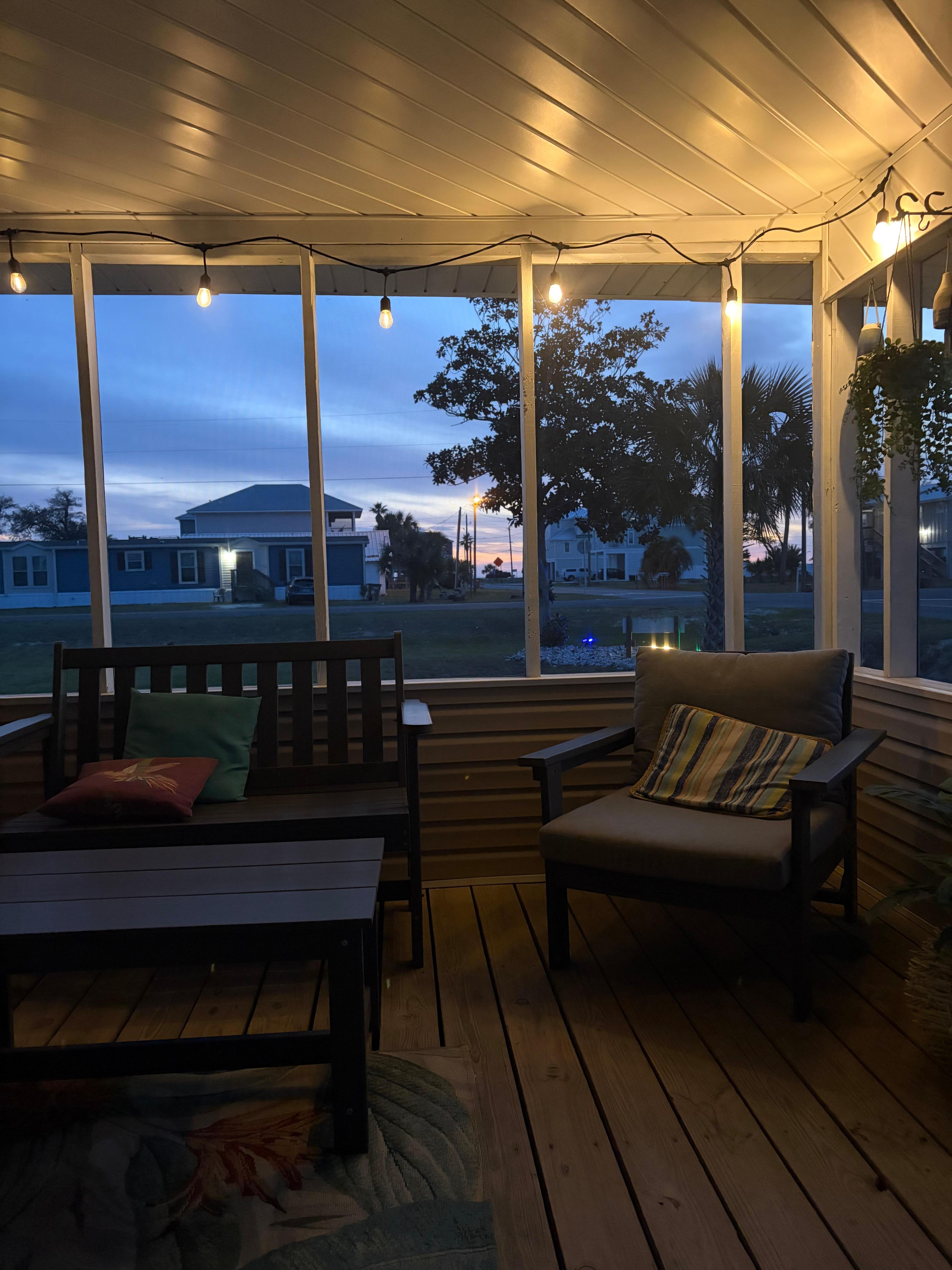Evening view from screen porch.