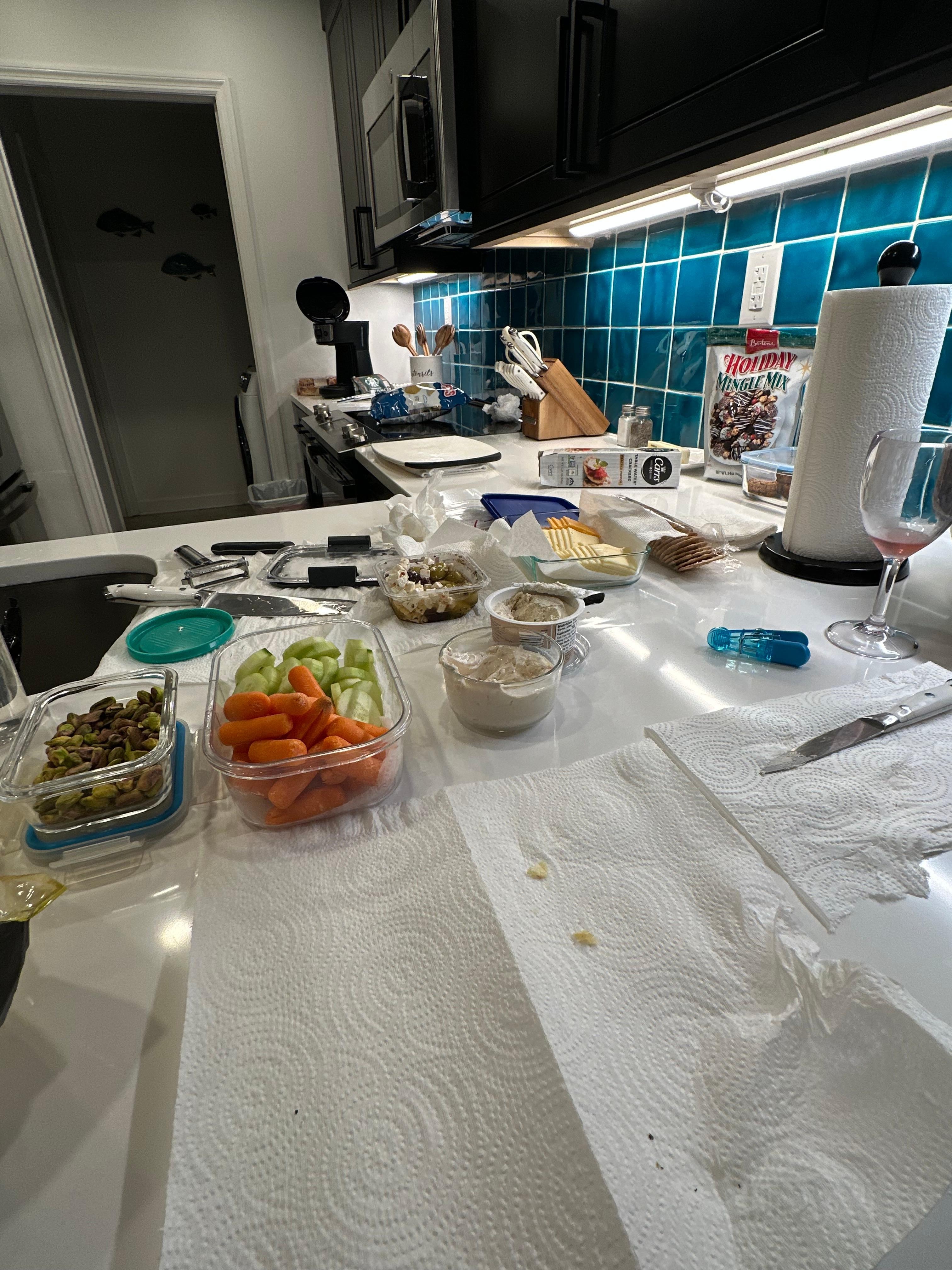 We were able to sit at the bar, pulling out all of our charcuterie items and enjoying this classically, clean kitchen!