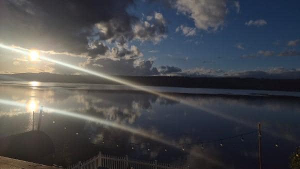 View from the top deck as the sun sets