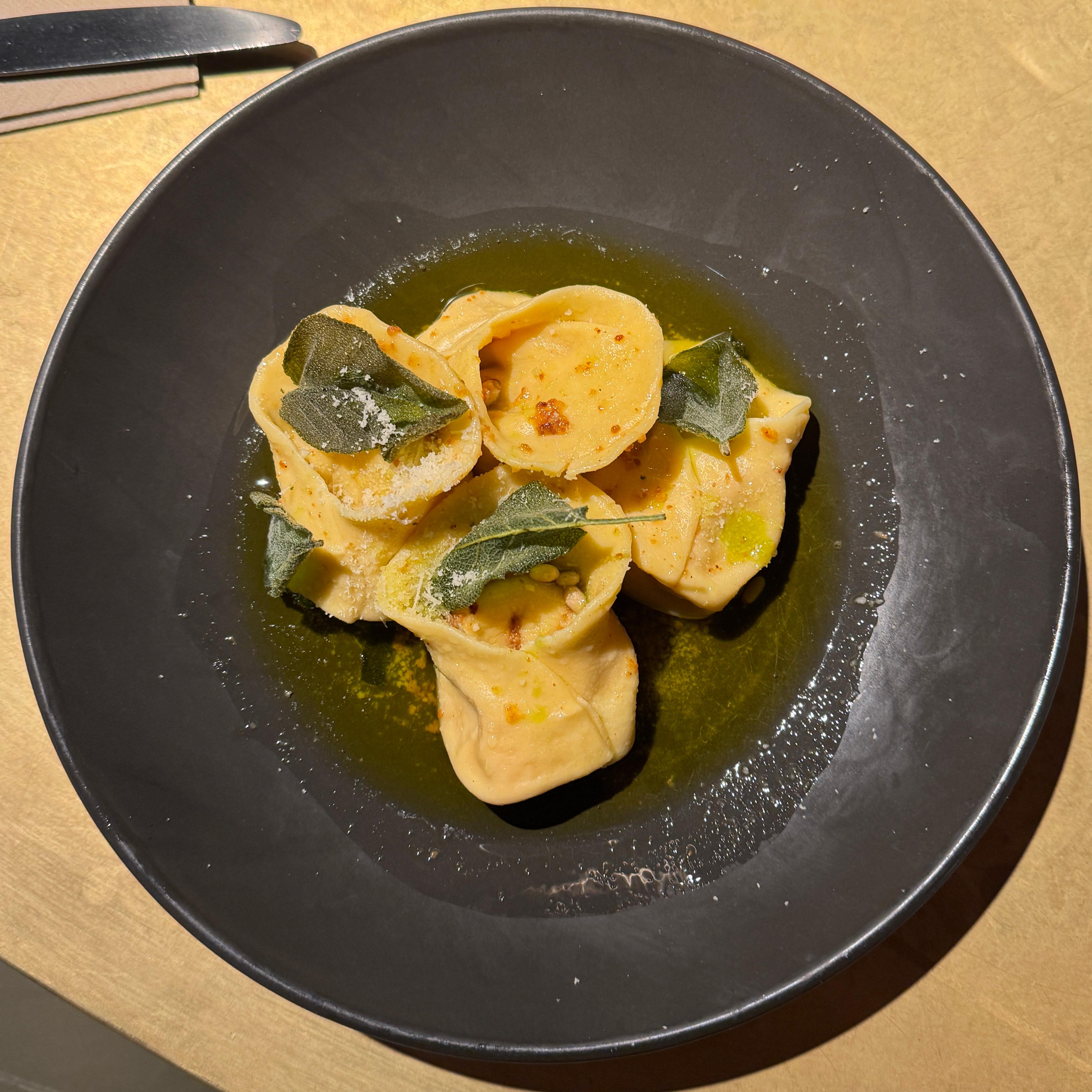 Wonderful food. Thus was squash ravioli. Delish! 