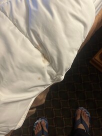 Dirty stained comforter