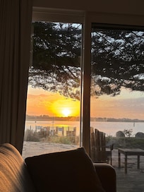 Sunrise from cottage lounge room.