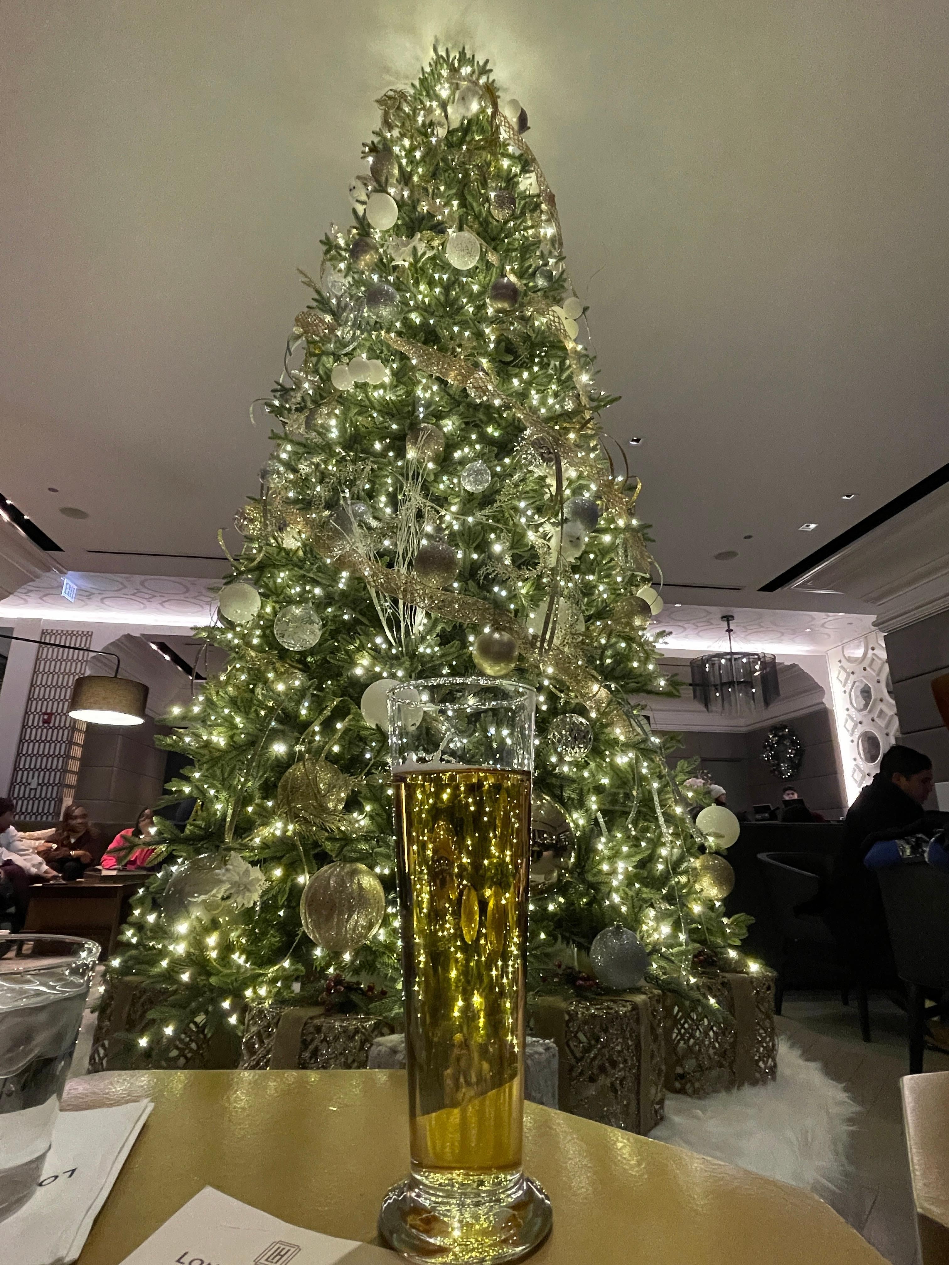 In the lobby’s bar area. 🎄