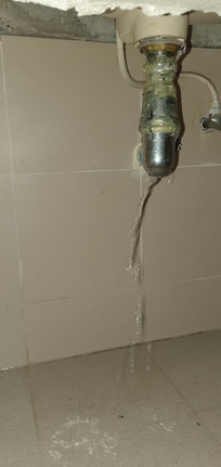 Previously fixed drain with Tape! It leaked.had it fixed but they didn't kean up after leaving bits of drain krap on floor of bathroom.