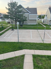 The basketball court they said they turned into a tennis court