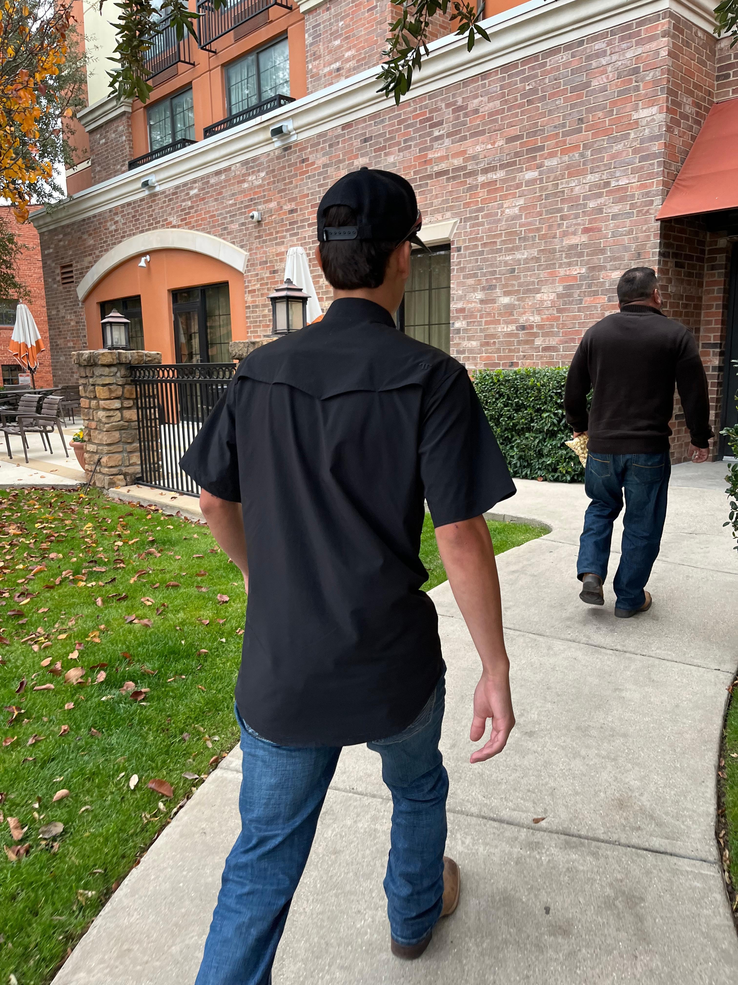 Walking into the hotel