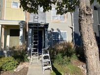 Our front door. Also, when we arrived the first night the porch light was broken. Reported to Stacy, but not fixed.