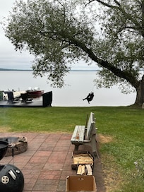 Great yard with a tire swing.