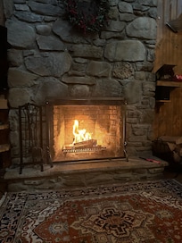 Living room fireplace.