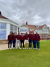 Me, my five sons, my son-in-law, and my oldest grandson during a memorial golf trip in Scotland to honor my late father. This picture is taken at Muirfield, less than an hour from Top Hat House.