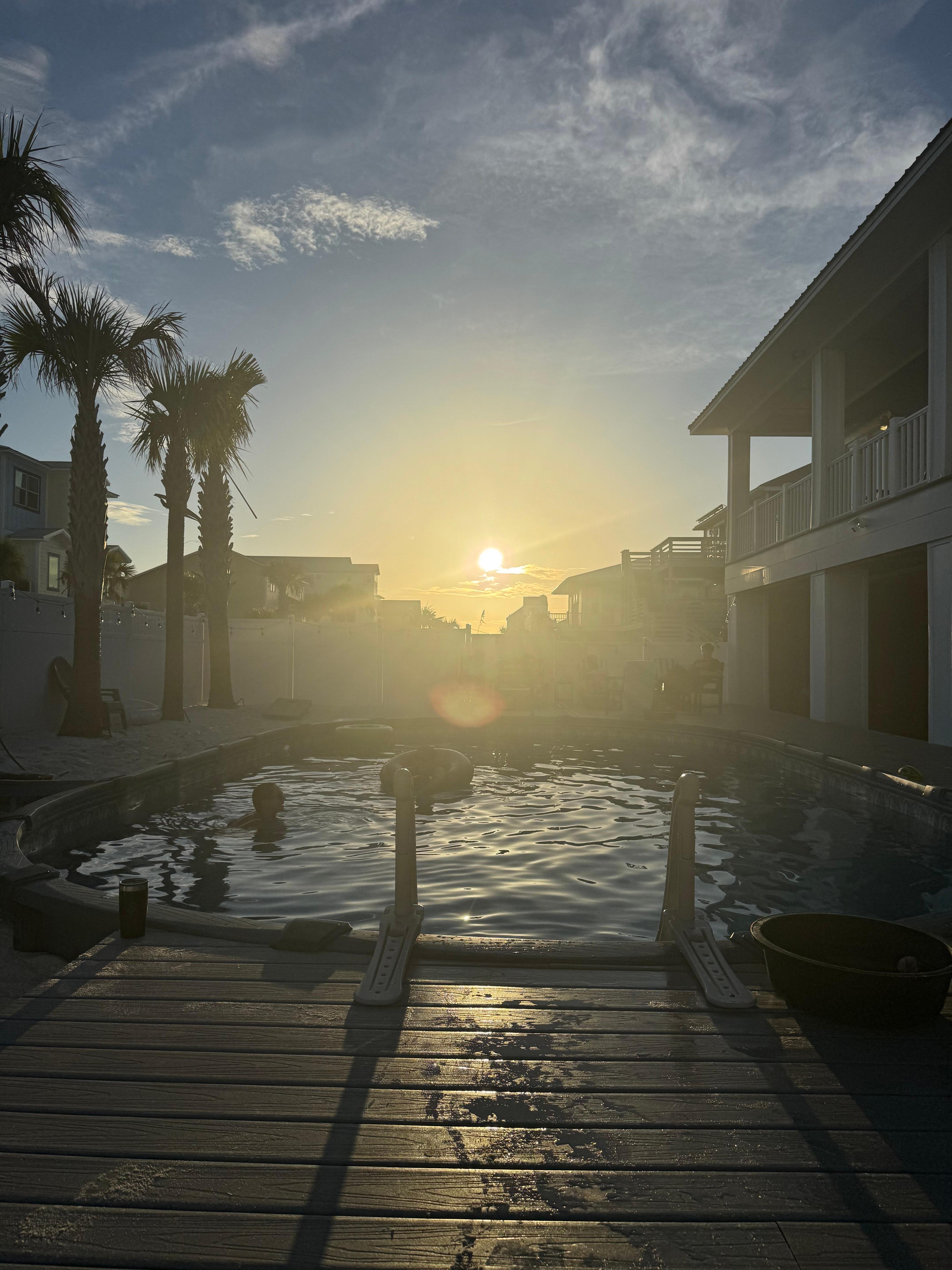 Lots of hang out area and large pool with plenty of room for all. 