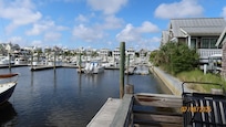 Marina from dock, steps from rental