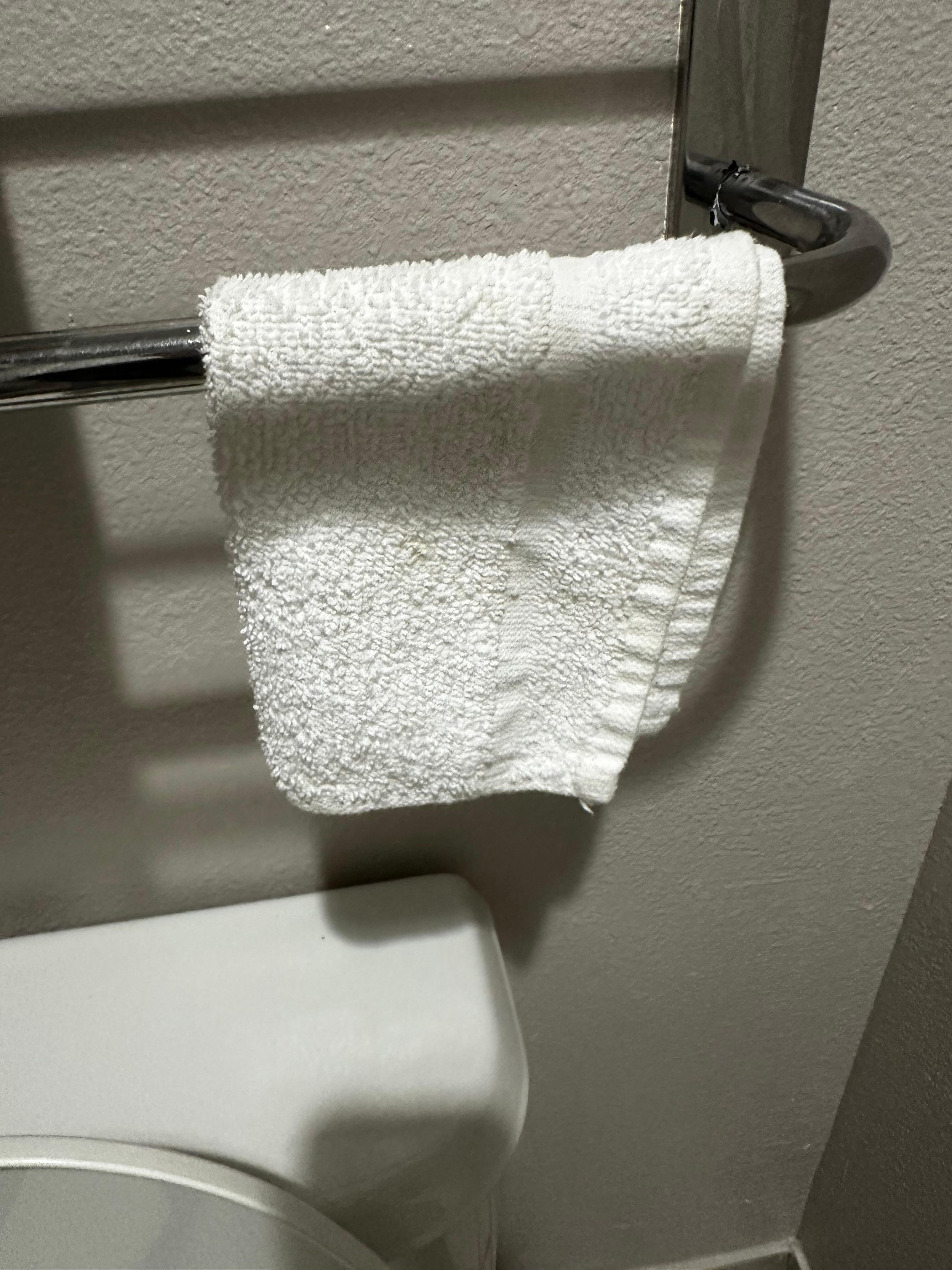 Wash rags looked like they were used and hung to dry