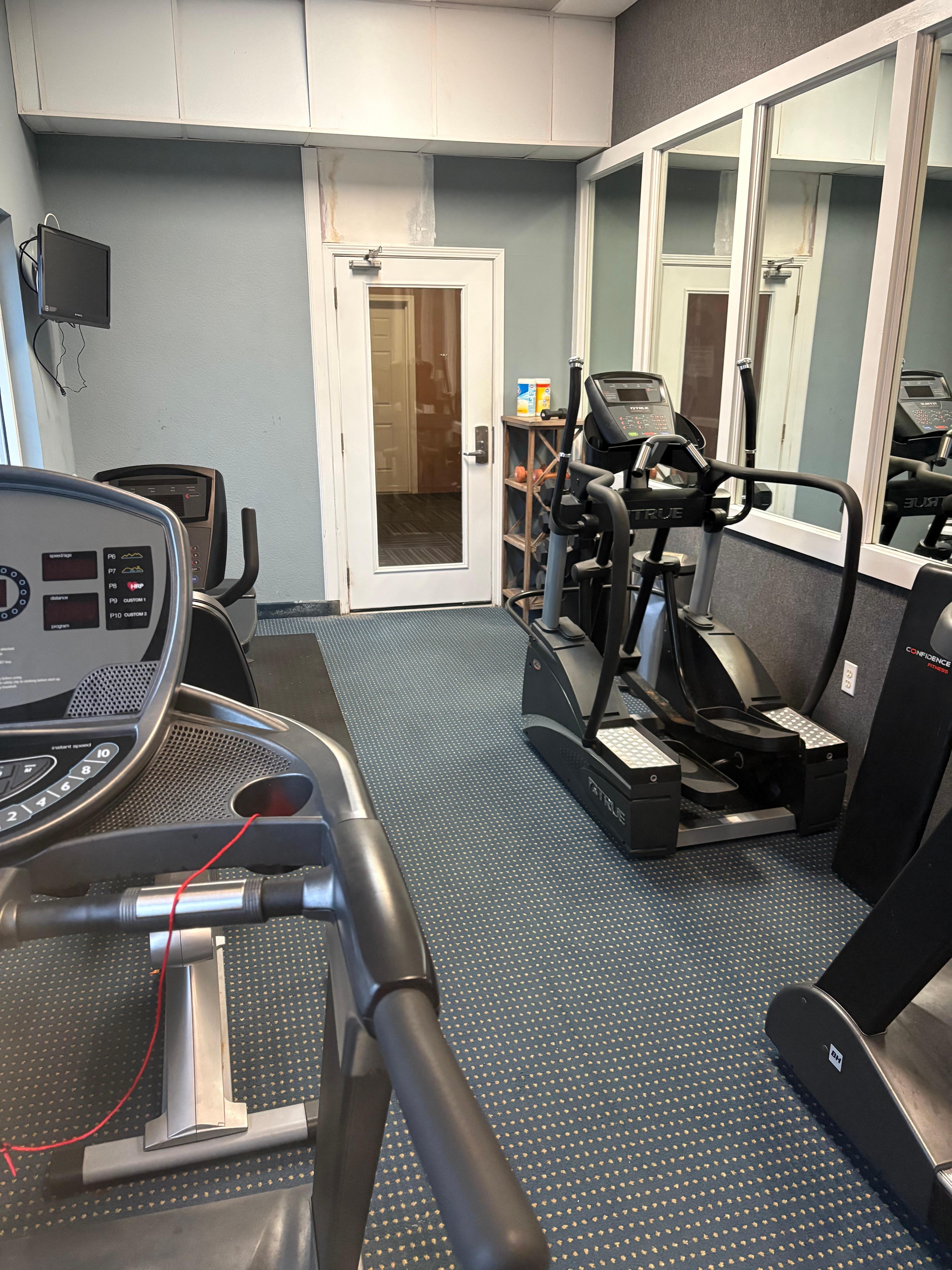 Tiny Gym. Only one of the 2 treadmills work