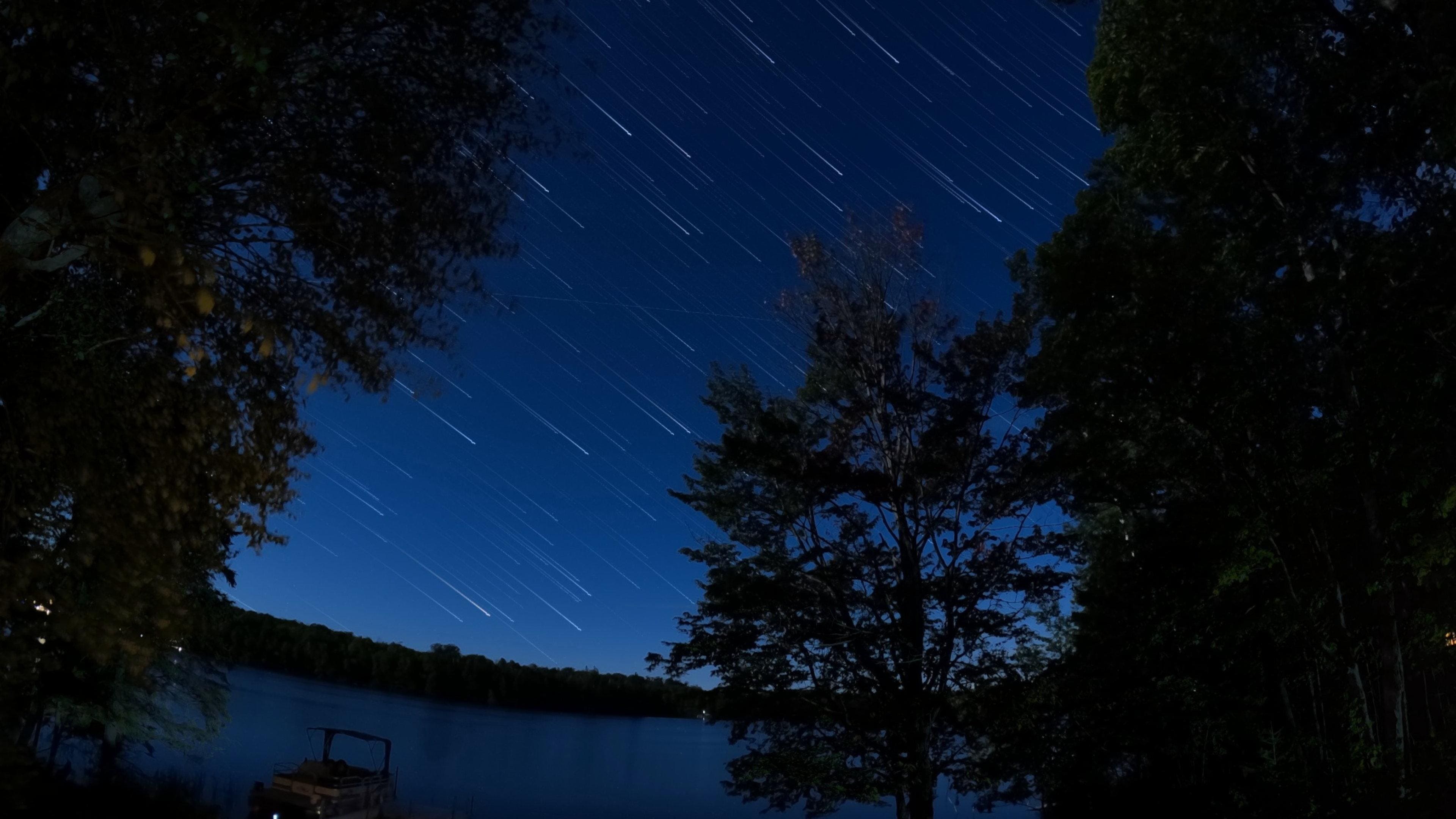 Star trails over Moose Lake 
