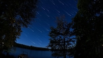 Star trails over Moose Lake