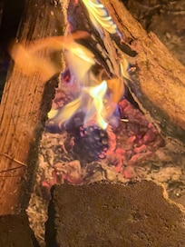 Outdoor fireplace. Creating memories.