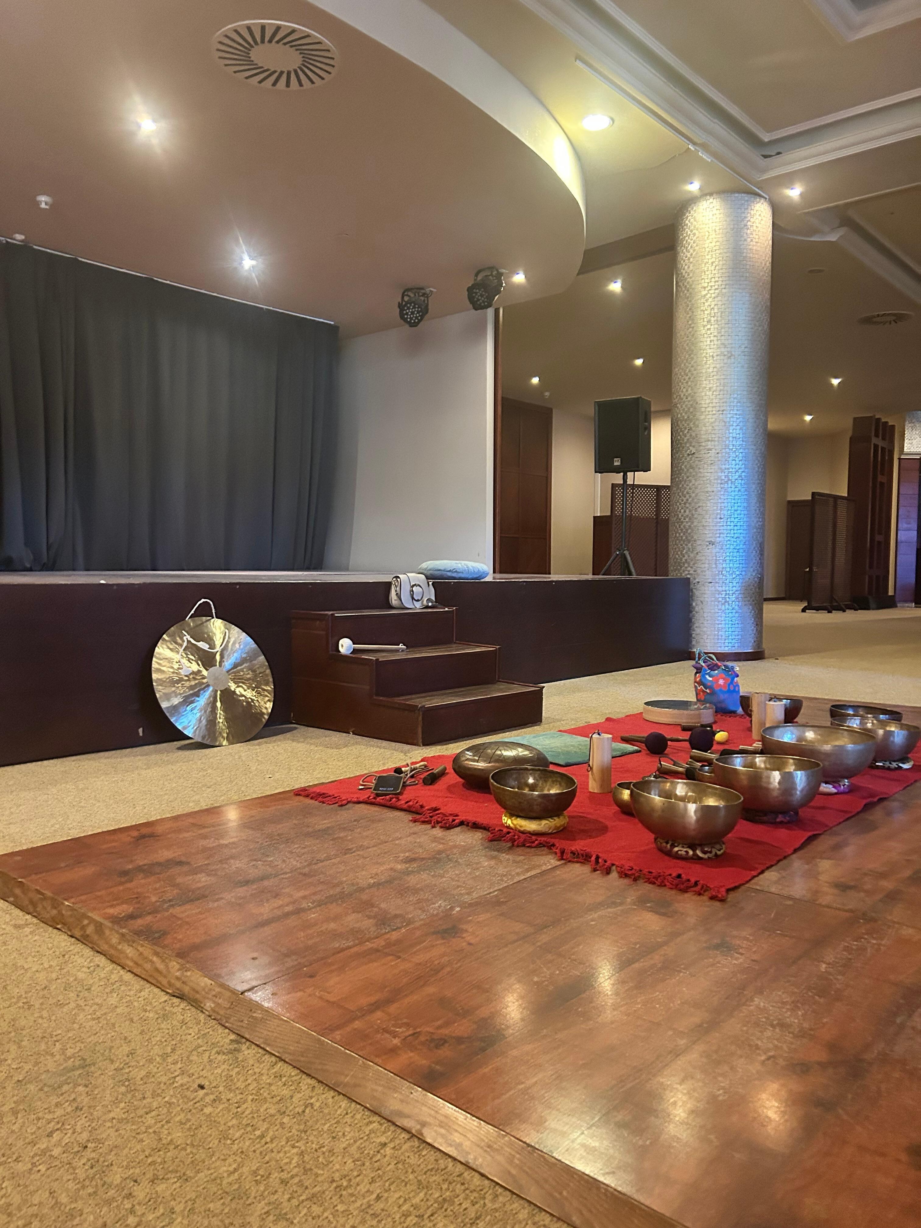 Sound bath session all set up