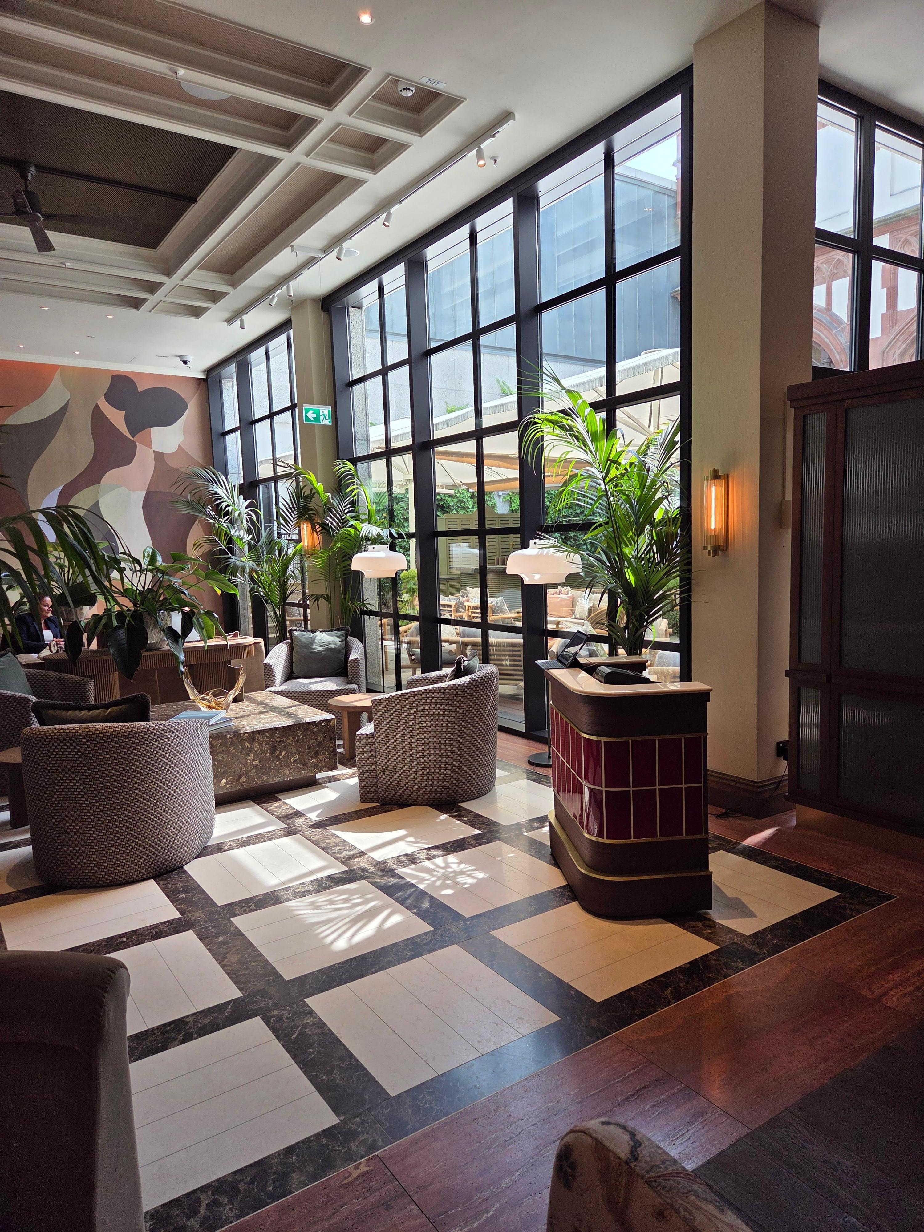 Lobby area near restaurant.  Has also outdoor patio seating. Please look on website 