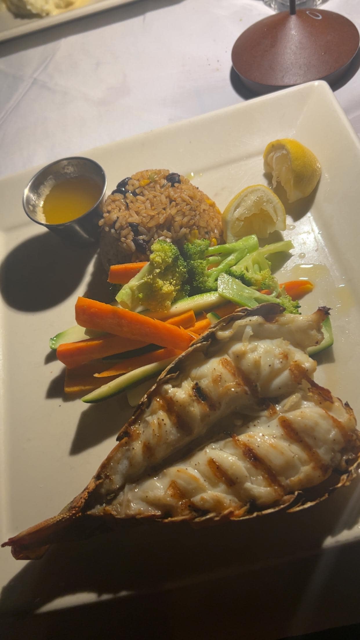 Lobster on the beach at Hemingway's restaurant! Great food and outstanding service. 