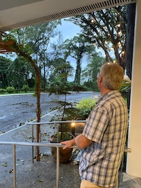 Watching the beginning of the typhoon