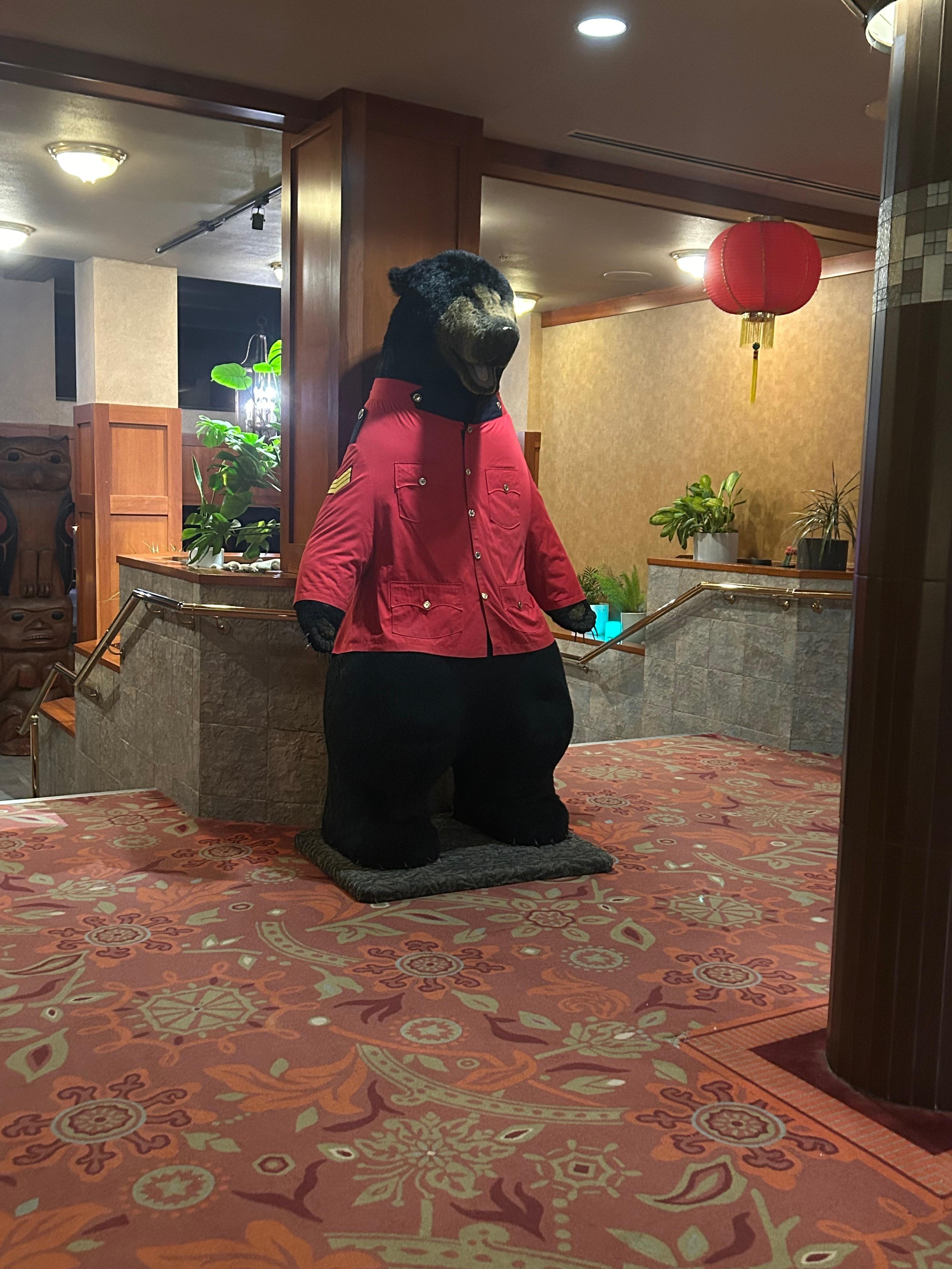 RCMP Bear mascot may need a manicure and a new hat. 