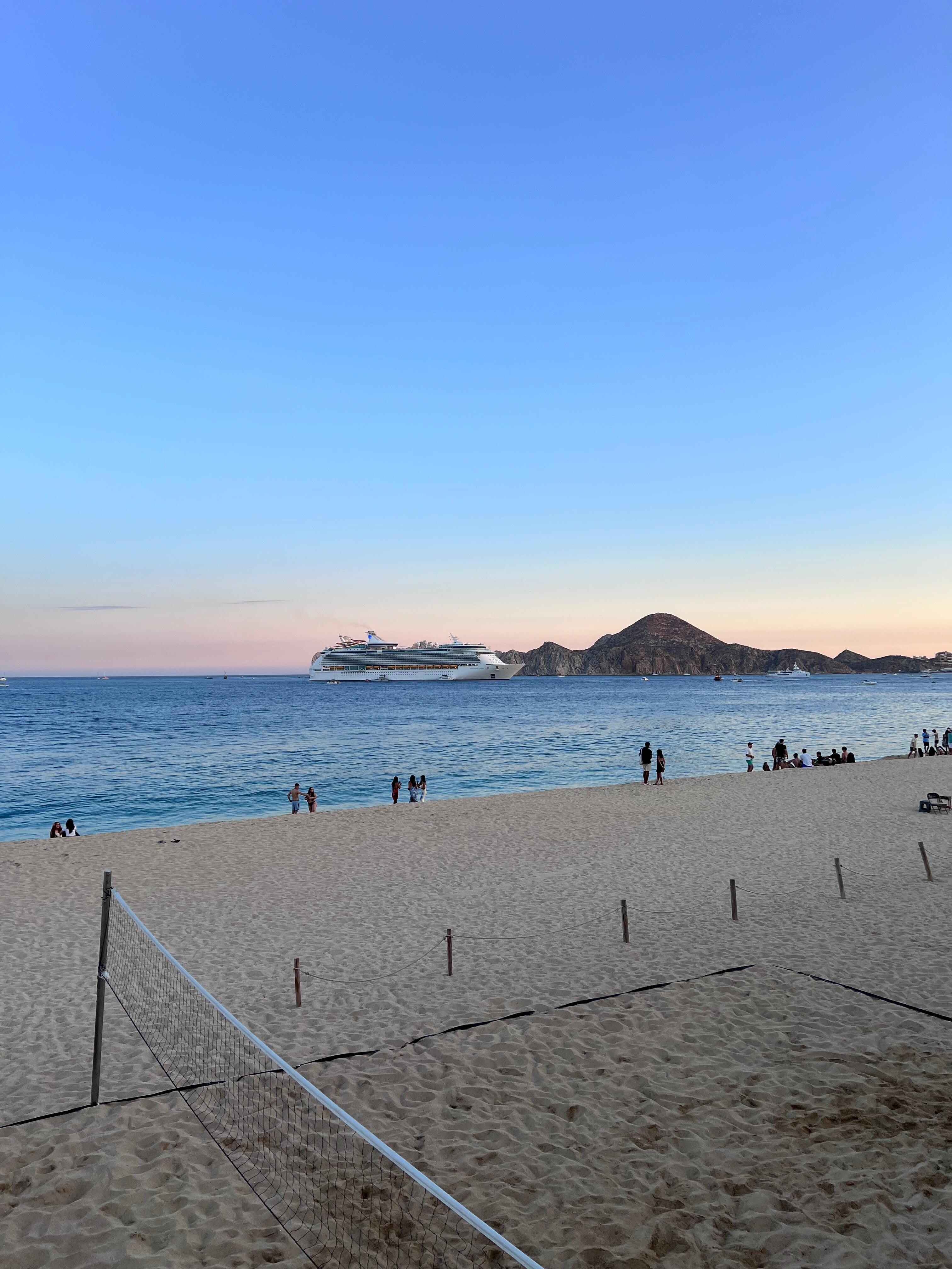 Beautiful scene of the sunset in the hotel