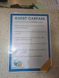 Hotel description of the car park