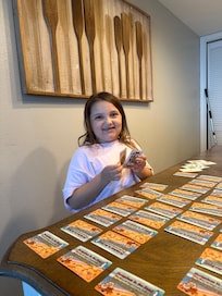 Teaching my granddaughter to play match game!