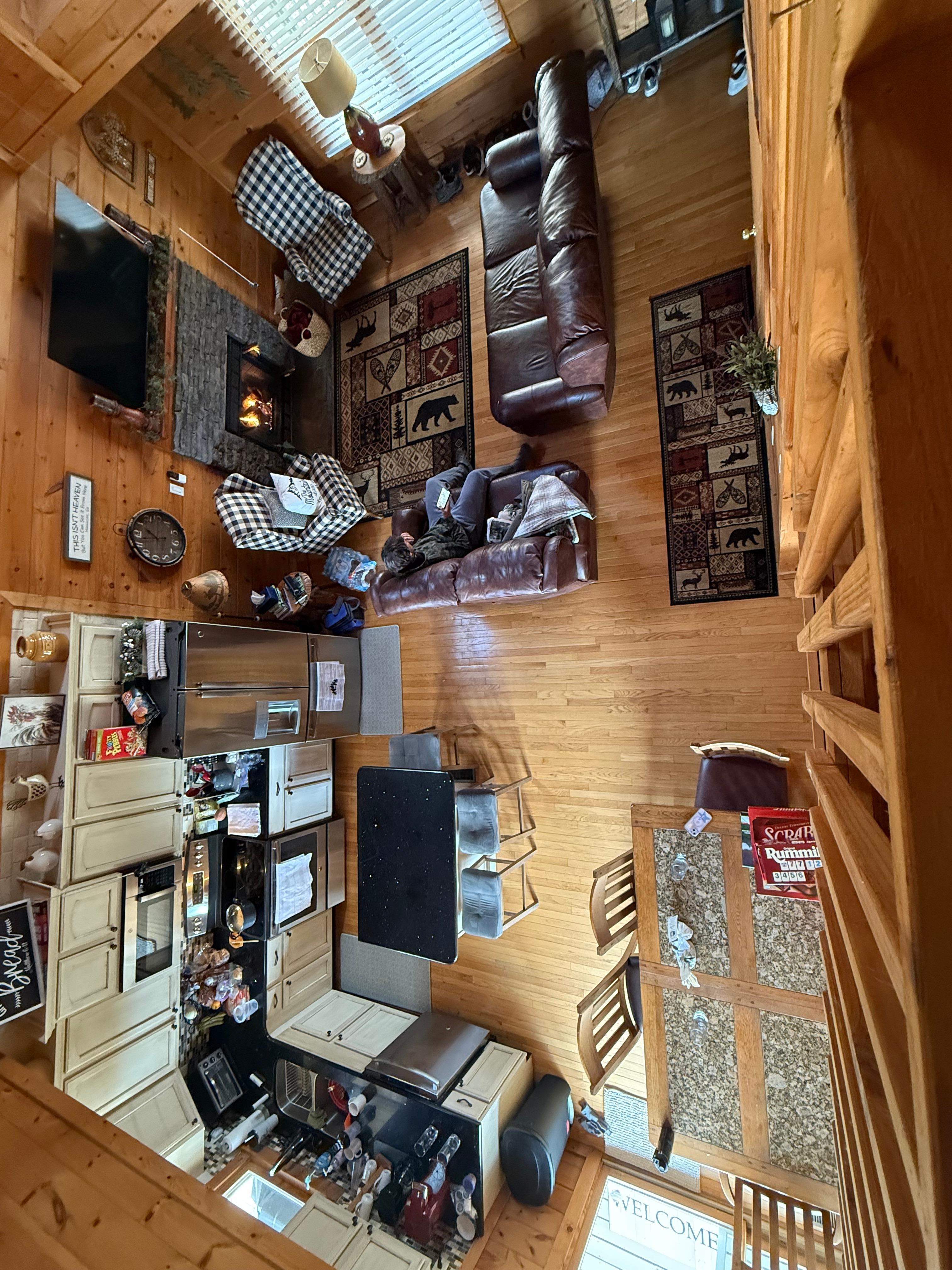 The loft overlooks the well appointed kitchen and living room.