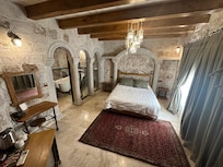 room view from the door; bath area is on the left