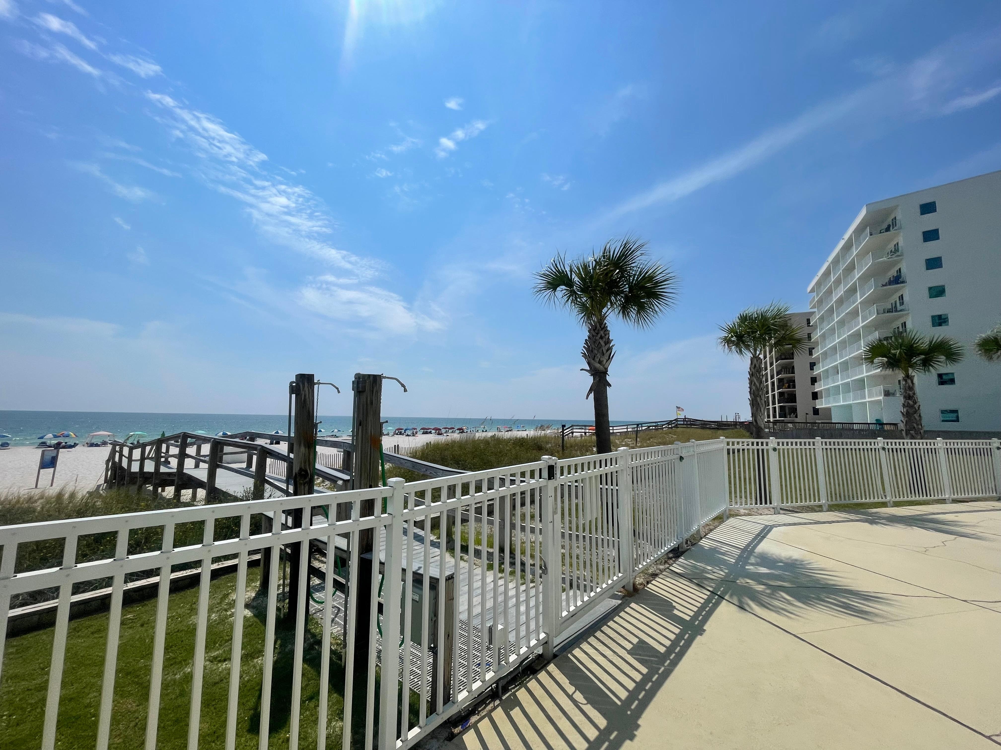 View from pool to beach