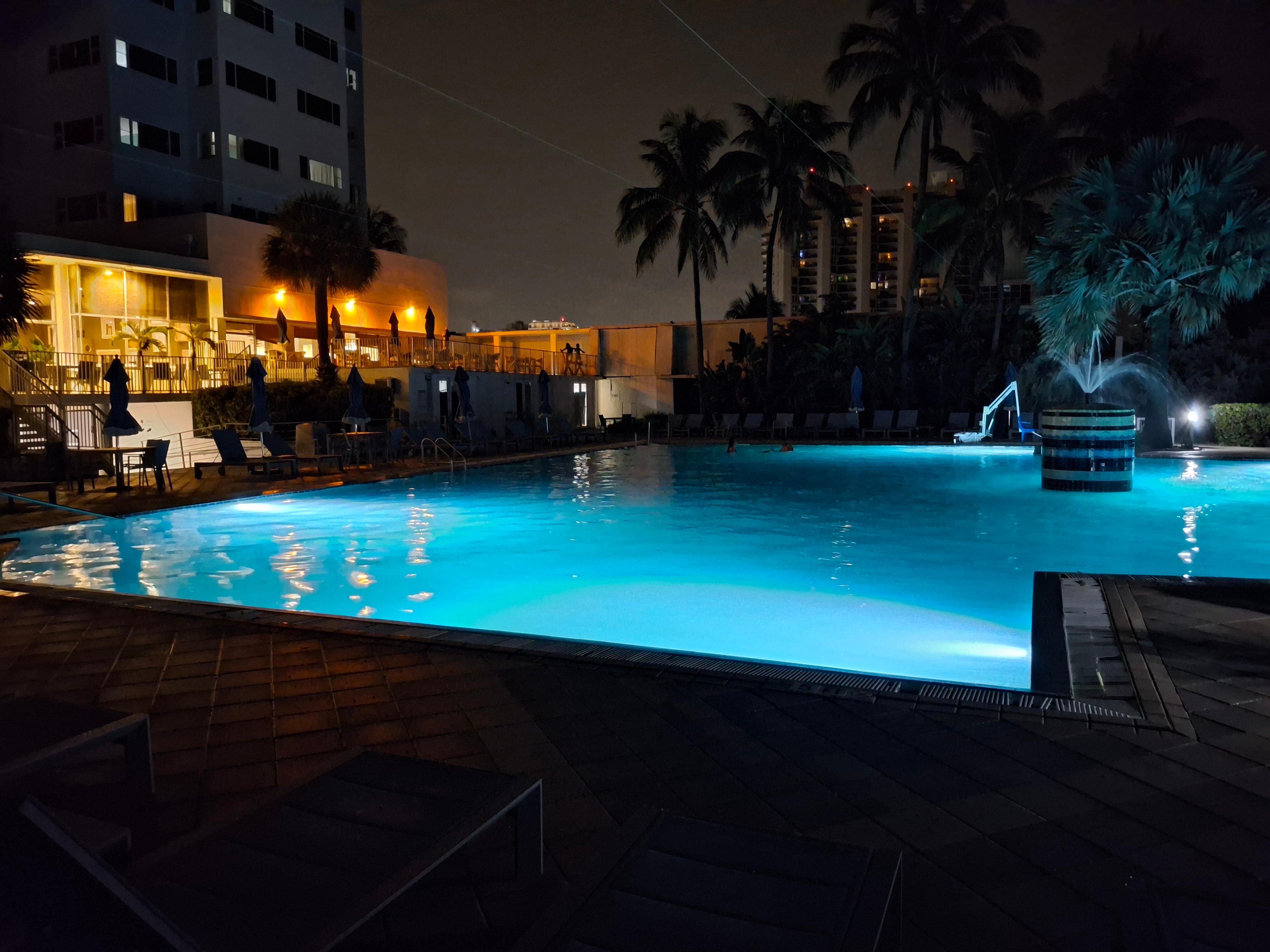 Night walking near the pool.