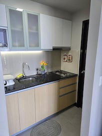 Kitchen area. Hardly any water pressure, both hot & cold.