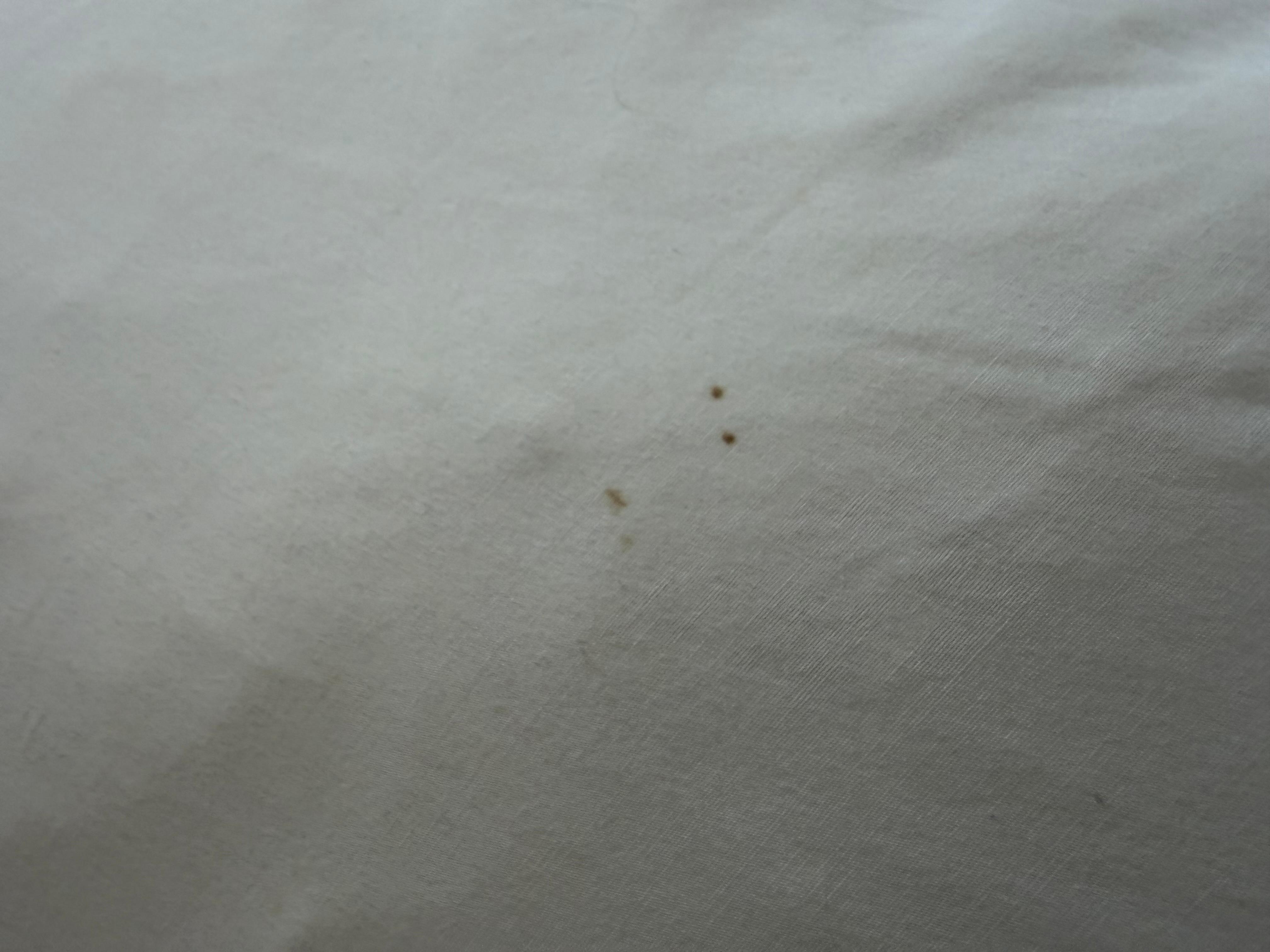 Stained sheets (dark spots) 