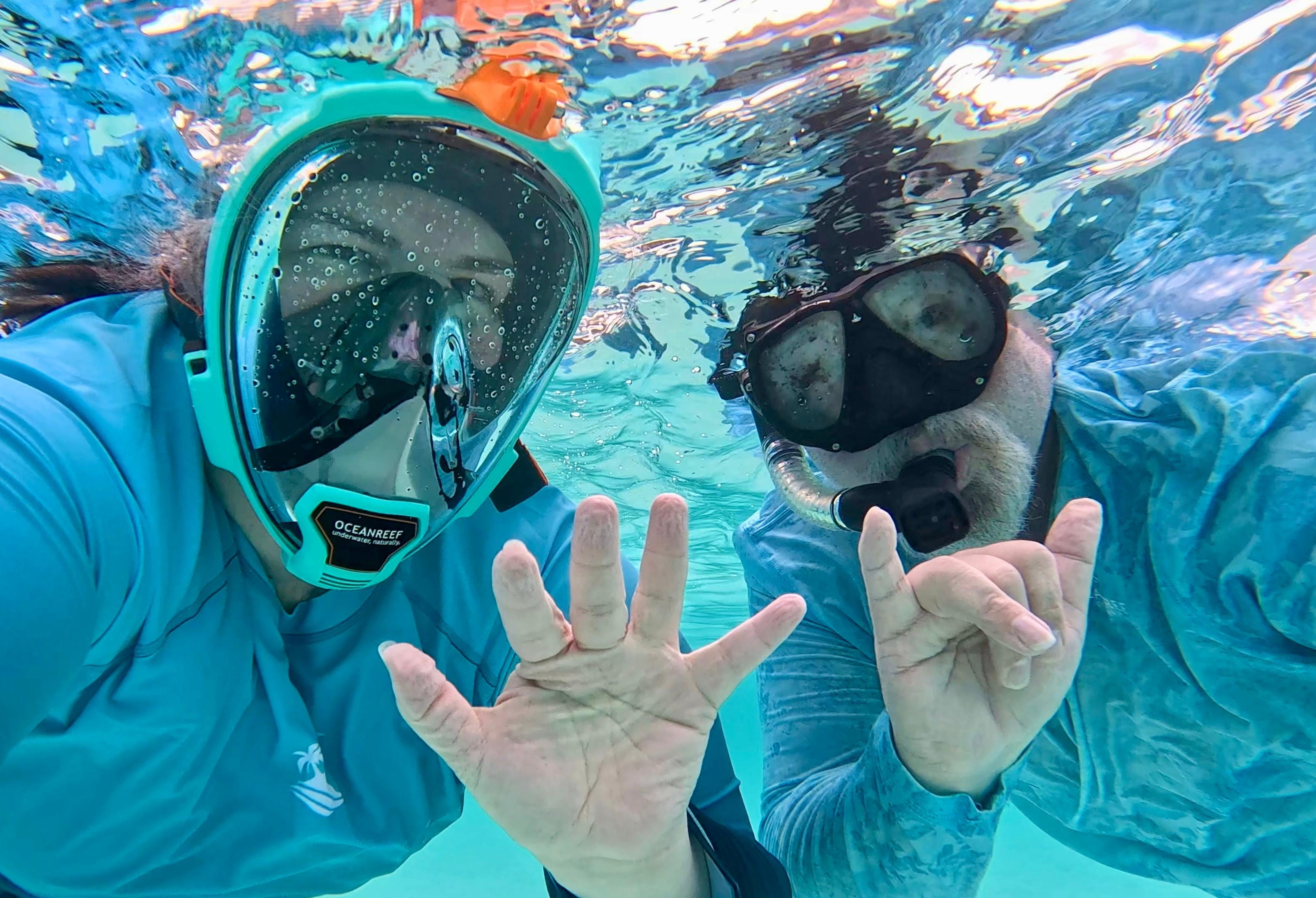 Snorkeling in the bay in front of Whistling Duck
